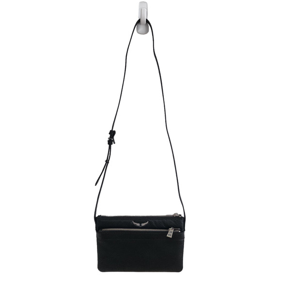 NWT Zadig & Voltaire Crossbody Bag Black Leather Stella Wings Zipper Shoulder - Picture 3 of 16